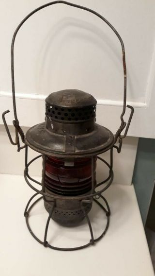 Antique Cno & Tp Rr Railroad Train Lantern Lamp Red Globe,  9: Tall