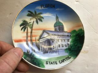 Florida State Capitol Vintage Hand Painted Souvenir Plate,  Japan