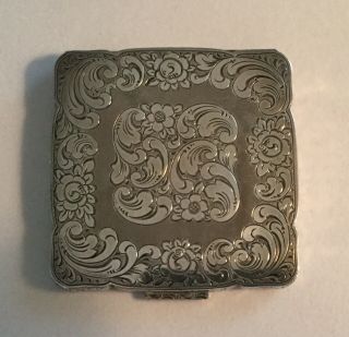 Antique Johann Franz Germany Sterling Silver Compact Chased Engraved