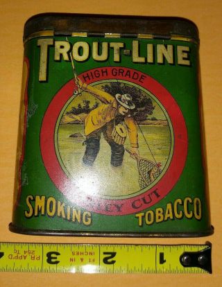 Early 1900s Trout - Line Smoking Tobacco Pocket Tin 3