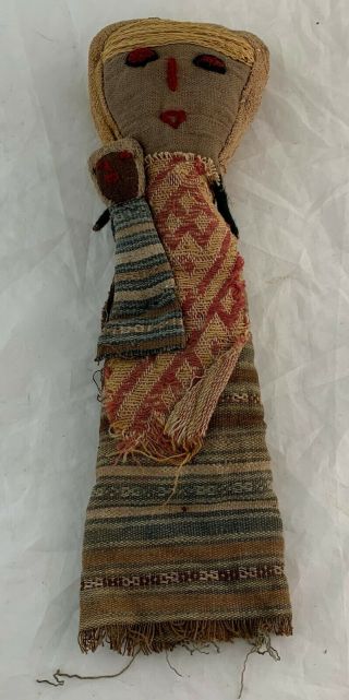 Antique Navajo Native American Indian Cloth Rug Doll Woman With Baby Handmade
