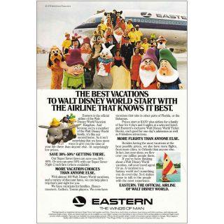1978 Eastern Airlines: Disney World Vintage Print Ad