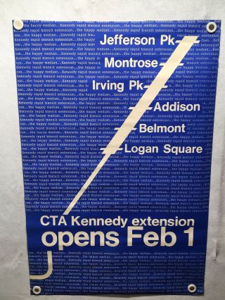Chicago Transit Authority Cta " L " Blue Line Extension Poster Opens Feb 1 1970