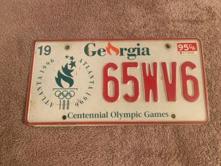 Georgia License Plate Vehicle Tag Ga Expired Centennial Olympic Games 65wv6 1996