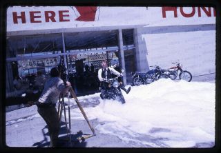 (628) Vintage 1968 35mm Slide Photo Honda Motorcycle San Diego Tv Ad Shoot