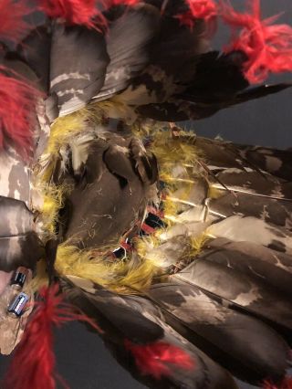 Native American Indian leather head dress real feathers great bead work 7