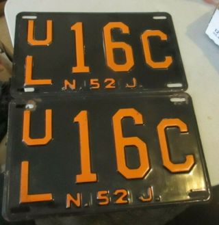 1952 Jersey License Plate Matched Pair