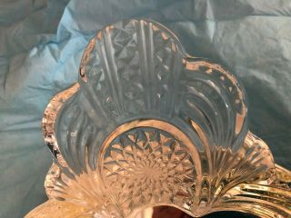 Large Mirrored Vanity Tray Oval Shaped with Crystal Glass Handles & Trim 4