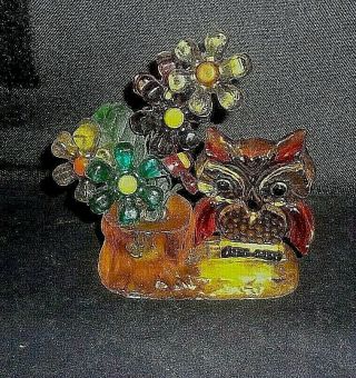 Antique 50 ' s - 60 ' s Resin Acrylic 7 Flower & OWL Flower Sculpture Design Inc. 2