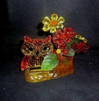 Antique 50 ' s - 60 ' s Resin Acrylic 7 Flower & OWL Flower Sculpture Design Inc. 3