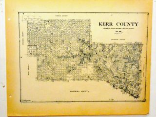 Old Kerr County Texas General Land Office Owner Map Kerrville Ingram Comfort