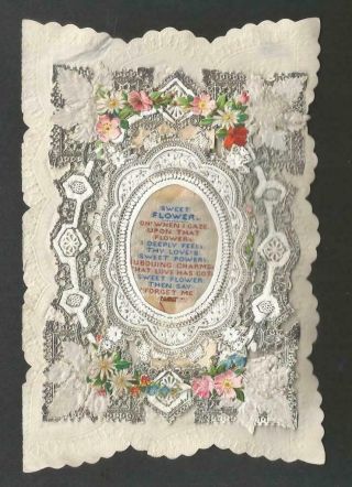 Z68 - Victorian Paper Lace Valentine Card - Woven Message