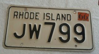 1966 Rhode Island License Plate Jw 799