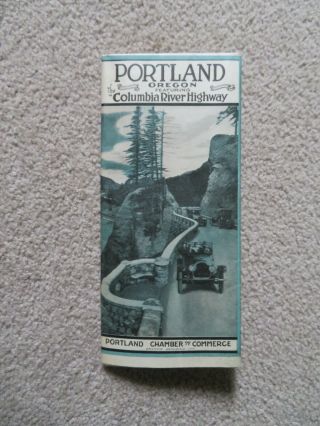 1923 Portland Oregon Featuring Columbia River Highway Folding Brochure Map