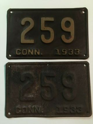1933 Connecticut License Plate Pair Plates Low Number 3 Digit Ford V8 Model 18