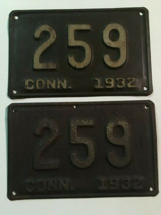 1932 Connecticut License Plate Pair Plates Low Number 3 Digit Deuce Coupe Hudson