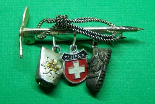 Switzerland Swiss Shield Vintage German Bavaria Oktoberfest Tyrol Hat Pin
