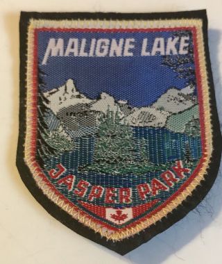 Maligne Lake Jasper Park Vintage Souvenir Patch Alberta Canada Travel Hiking