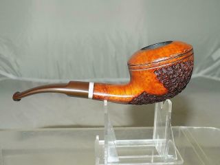 Gorgeous Partially Rusticated Estate Pipe Marked Italy Bullmoose Shape