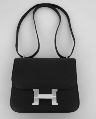 Authentic Hermes Black Classic Handbag Mini 18cm Bag