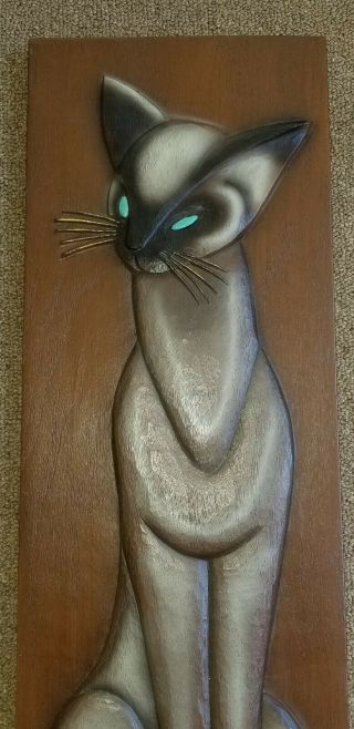 Burwood Products Mcm Arabesque Art Siamese Cat Plaque Wall Hanging