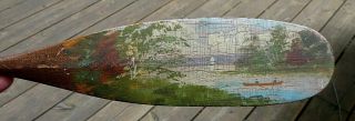 Ca.  1900 Alpheus Keech Folk Art 1000 Islands Hand Painted Souvenir Canoe Paddle