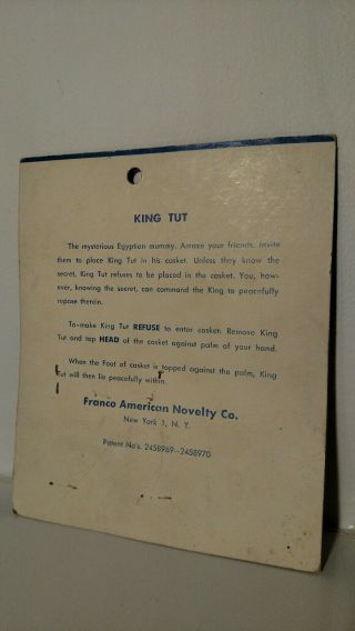 Rare Vintage 1962 King Tut magic mummy toy by novelty Franco American co 2