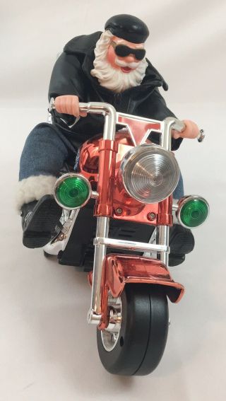 Collectible Santa Biker On Musical Motorcycle Plays Born To be Wild - 2