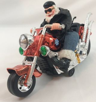 Collectible Santa Biker On Musical Motorcycle Plays Born To be Wild - 3