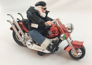 Collectible Santa Biker On Musical Motorcycle Plays Born To be Wild - 7