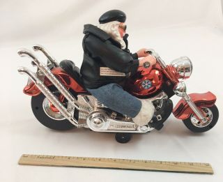 Collectible Santa Biker On Musical Motorcycle Plays Born To be Wild - 8