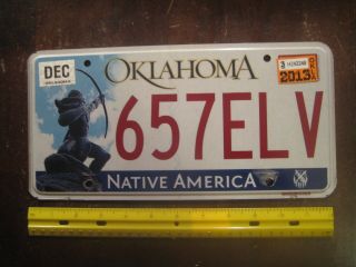 License Plate,  Oklahoma,  Native America,  Native American With Bow,  657 Elv
