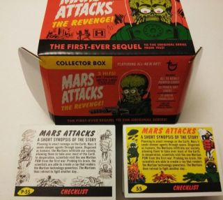 2017 Topps Mars Attacks Revenge 110 - Card Set 55 Base,  55 Pencil Art,  Empty Box