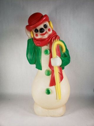 Vintage Empire Christmas Blow Mold Snowman With Derby Hat Lighted 34 " 1960 