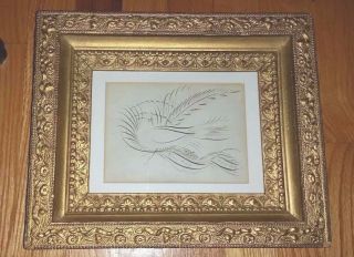 Antique Framed Calligraphy Says: Yours Truly W.  H.  Burdick