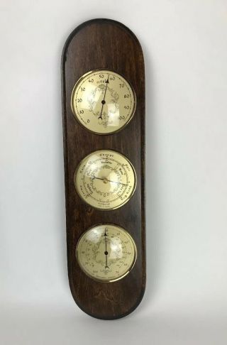 Vintage Baromaster Hydrometer Barometer Thermometer Wall Mount Made In France