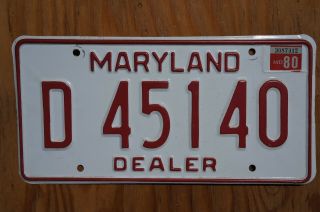 1980 Maryland DEALER License Plate - 2