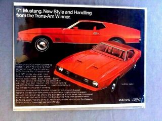 1971 Ford Mustang Mach I Advertisement Print Art Car Ad D300