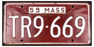 Massachusetts 1959 Trailer License Plate Tr9 - 669