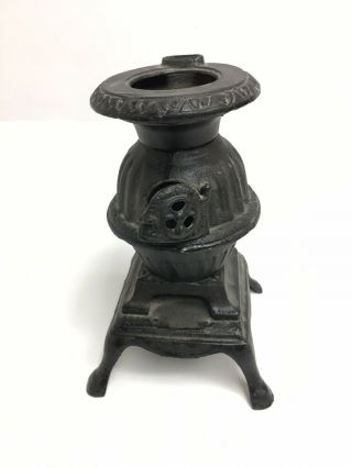 Vintage Black Cast Iron Pot Belly Stove Match Stick Holder Albert E Price