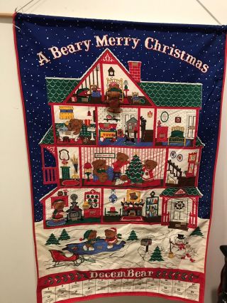 A Beary Merry Christmas Advent Calendar With Bear Completed Finished W Dowel