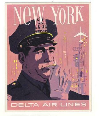 Delta Airlines York Destination Cities Hardy Oversize Postcard - Mini Poster