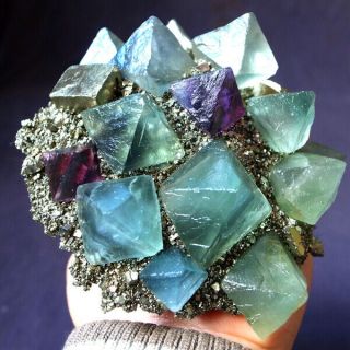 Huge Fluorite pyrite mineral specimen cluster quartz crystal healing 10