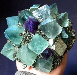 Huge Fluorite pyrite mineral specimen cluster quartz crystal healing 3