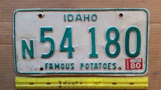 License Plate,  Idaho,  1980,  Famous Potatos,  N (county) 54 180