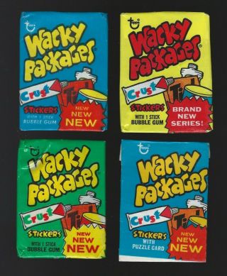 Topps Wacky Packages 4 Different Wrappers - Series 5,  12,  14 &15