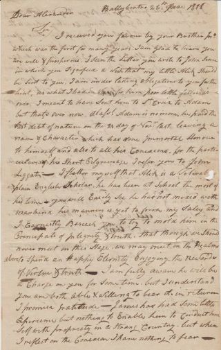 1818 Letter To Lynchburg Va From Northern Ireland - Great Content Re Sending Son