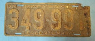 1934 Maryland License Plate