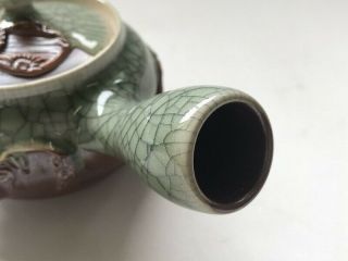 Pottery Tea Pot Lidded Kyusu Kettle Signed Souma Ware Handle Japanese Vtg b44 4