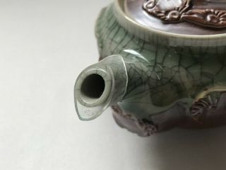 Pottery Tea Pot Lidded Kyusu Kettle Signed Souma Ware Handle Japanese Vtg b44 5